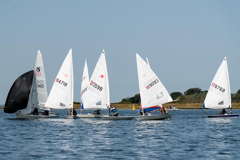 Boats struggling with lack of wind during the last day of the Royal Corinthian Yacht Club Super Saturday 2024 photo copyright Petru Balau Sports Photography / sports.hub47.com taken at Royal Corinthian Yacht Club, Burnham and featuring the ILCA 4 class