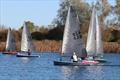 A close call as Simon Hopkins crosses Penny Yarwood - Lightning 368 Rum & Mince Pie open meeting at West Oxfordshire © Stewart Eaton