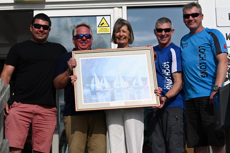 Winners (L-R) Alan MacLeod, John McNeilage, Alan Harper and Alan DeVenney with Liz Macdowell - Loch Long One-Design National Championship at Aldeburgh - photo © Fleur Hayles