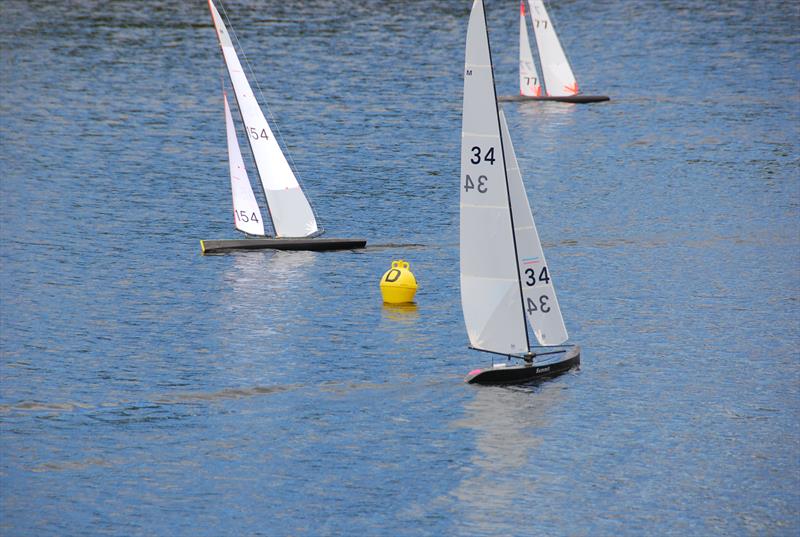 GAMES 6 Nylet RM Challenge Trophy: the old and the new, with Nigel's latest F6 being chased by Chris Watkins 30 year old ROAR EDGE (34) photo copyright Roger Stollery taken at Guildford Model Yacht Club and featuring the Marblehead class