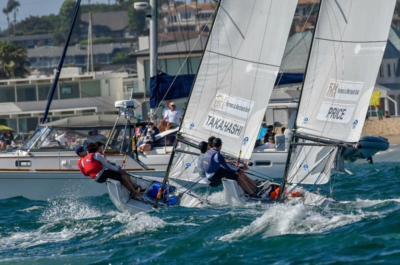 “Governor's Cup 22” sloops in action in 2018 between 3-time runner up Leo Takahashi and 2-time winner, Harry Price. The state-of-the-art Alan Andrews designed “GC22s” will be provided to each competitor and will be used two weeks later in Youth MR Worlds - photo © Tom Walker