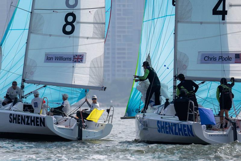 Left - Ian Williams (GBR) Pindar by Manusport Logistics - Jon Gundersen, Richard Sydenham, and Gerrard Thomas. Right - Chris Poole (USA) Riptide Racing - Kai Coleman, Cam Seagreen, and Sam Gilmour - photo © Ian Roman / WMRT