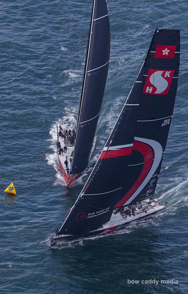 Close call on the Harbour Mark photo copyright Bow Caddy Media taken at Cruising Yacht Club of Australia and featuring the Maxi class