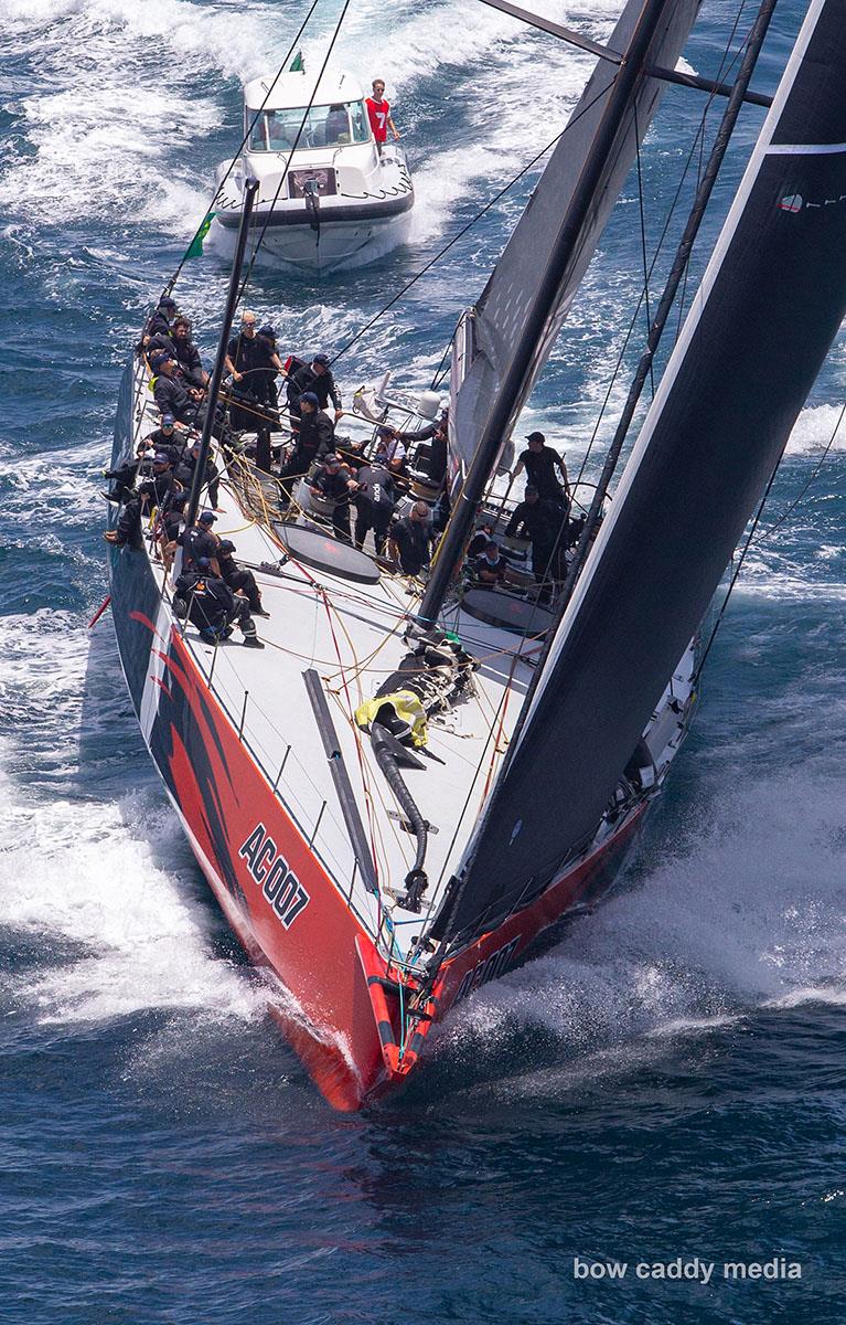 andoo Comanche preparing to part with their Channel 7 crew photo copyright Bow Caddy Media taken at Cruising Yacht Club of Australia and featuring the Maxi class