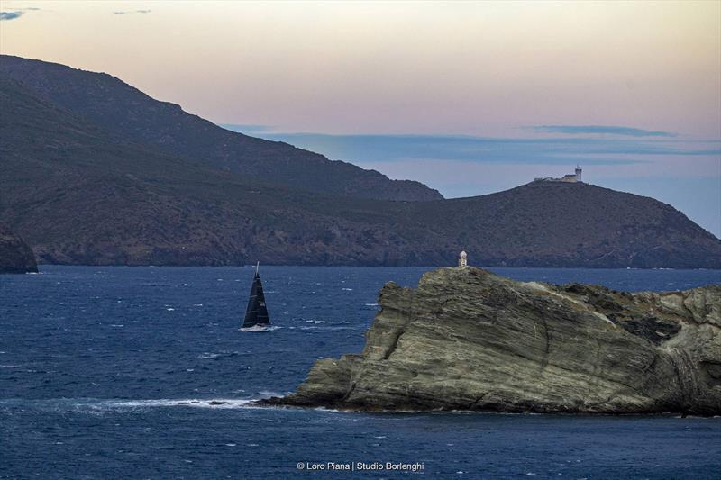 During the race the maxis typically saw the maximum wind while passing the Giraglia rock. Timing gybes well here was crucial - 2024 Loro Piana Giraglia photo copyright Loro Piana / Studio Borlenghi taken at Yacht Club Italiano and featuring the Maxi class