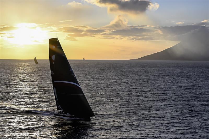 Scallywag rounds the volcanic island of Stromboli en route to line honours victory - photo © Rolex / Kurt Arrigo