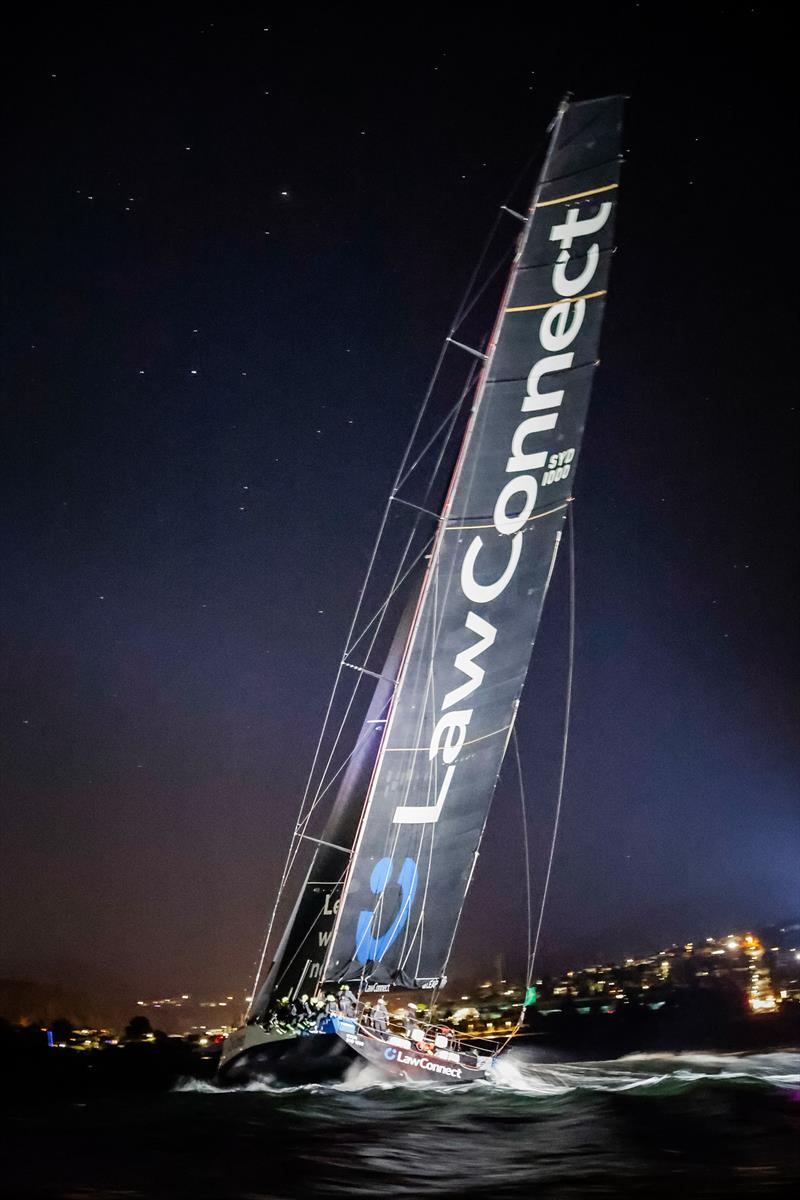 LawConnect approaching the finish in the River Derwent photo copyright Salty Dingo taken at Cruising Yacht Club of Australia and featuring the Maxi class