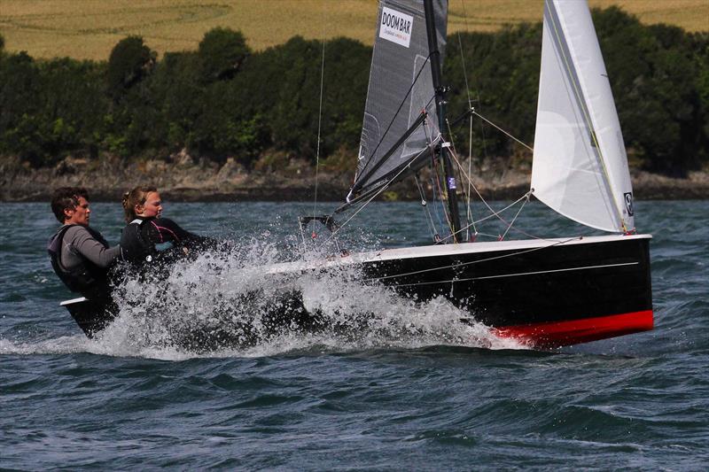 Sophie Mackley and Mary Henderson on Sharps Doom Bar Salcombe Merlin Week day 6 - photo © John Murrell / www.moor2seaeventphotography.co.uk