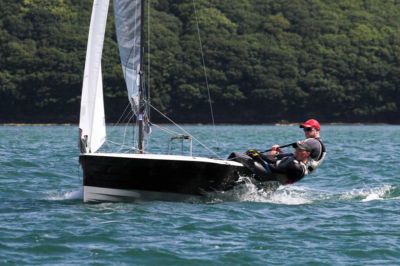 Taxi and Alex Warren on Sharps Doom Bar Salcombe Merlin Week day 6 photo copyright John Murrell / www.moor2seaeventphotography.co.uk taken at Salcombe Yacht Club and featuring the Merlin Rocket class