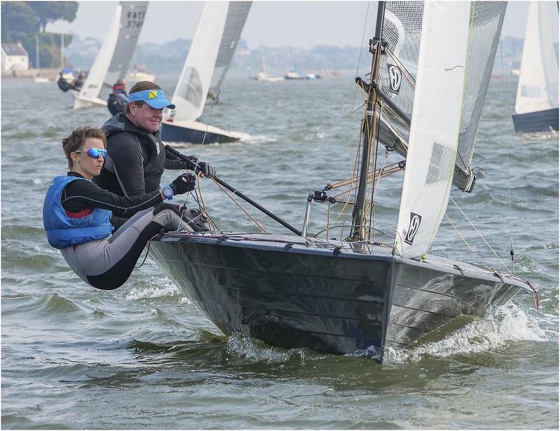 Matt Biggs and Beka Jones focusing hard to not finish third at another event during the Merlin Rocket Craftinsure Silver Tiller at Starcross photo copyright Garnett Showell taken at Starcross Yacht Club and featuring the Merlin Rocket class