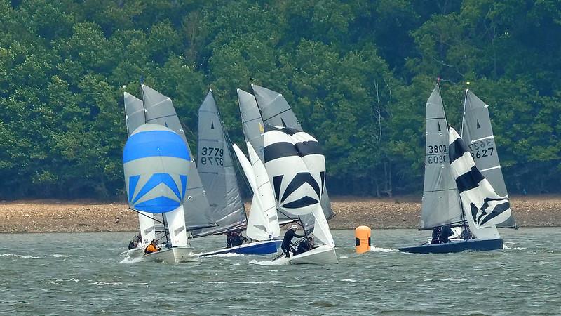 Merlin Rockets round windard mark during the Merlin Rocket Craftinsure Silver Tiller at Starcross photo copyright Garnett Showell taken at Starcross Yacht Club and featuring the Merlin Rocket class