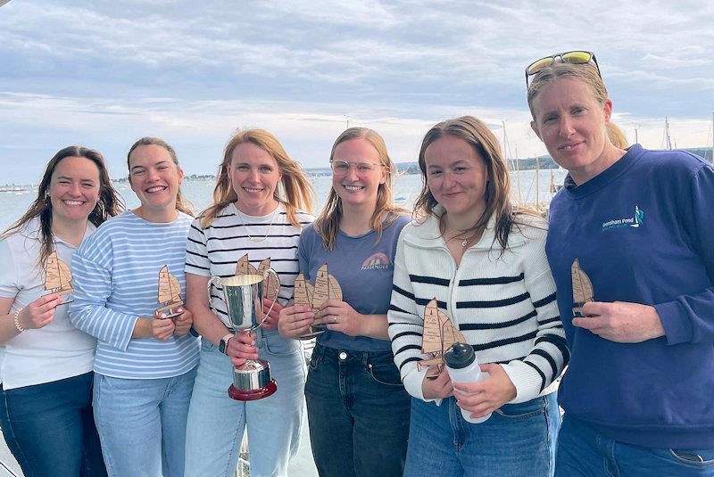 Merlin Rocket Women's Podium (L-R) Caroline Croft, Livvy Bell, Pippa Kilsby, Mary Henderson, Rebecca Videlo, Megan Pascoe - Merlin Rocket Women's Championship - photo © Sally Wakefield