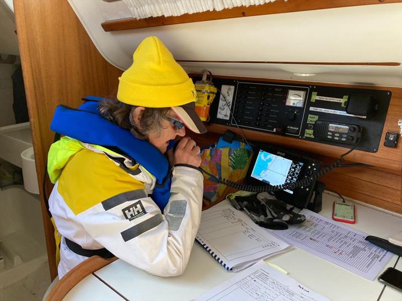 Radio operator on the job KISS Race Rally 2022 photo copyright Queenscliff Cruising Yacht Club taken at Queenscliff Cruising Yacht Club