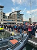 Pontoon Party during the JOG Cowes - Poole - Cowes race, sponsored by Stoneways Marine © JOG