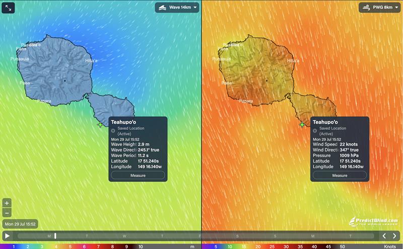 Wave and Wind Split Screen comparison - photo © Predictwind.com