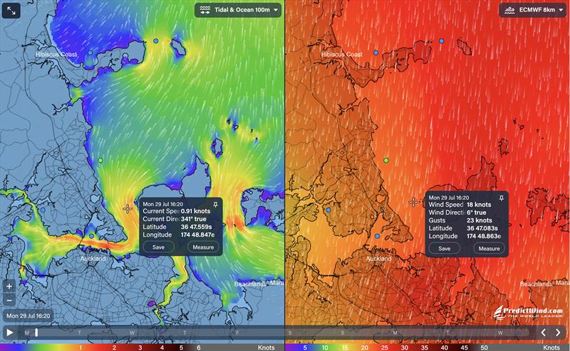 Split Screen, Tidal Currents and Wind comparison photo copyright Predictwind.com taken at 