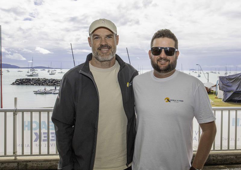 Rugby's Nate Myles and competitors support sponsor Adam Janczyk at WSC yesterday - 2024 Ocean Dynamics and Mount Gay Airlie Beach Race Week - photo © VAMPP Photography