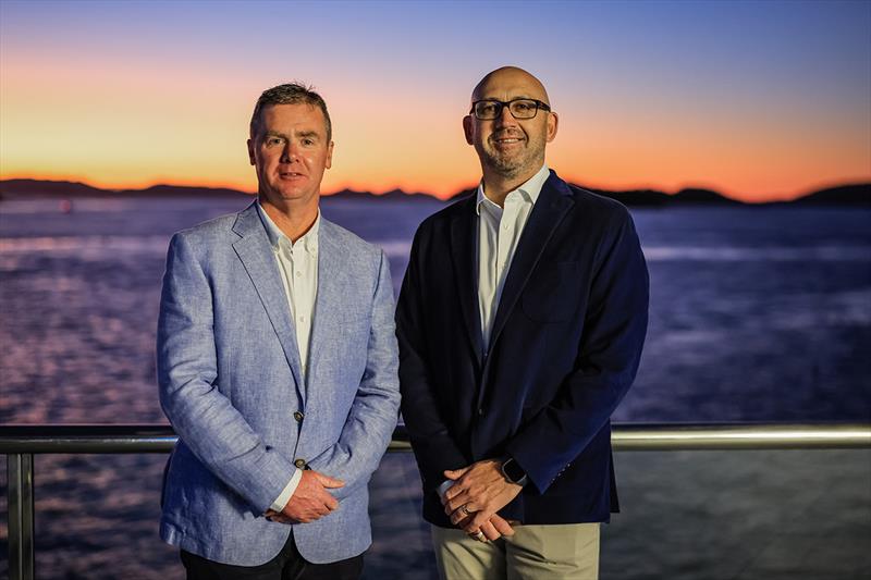 Hamilton Island Race Week C Salty Dingo - (L) Lyndon Turner CEO Nautilus Marine Insurance (R) Peter Brulisauer CEO Hamilton Island - photo © Salty Dingo