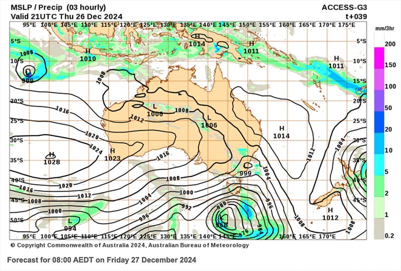 2024 Sydney Hobart - Friday 27 December, 0800hrs AEDT - photo © Bureau of Meteorology