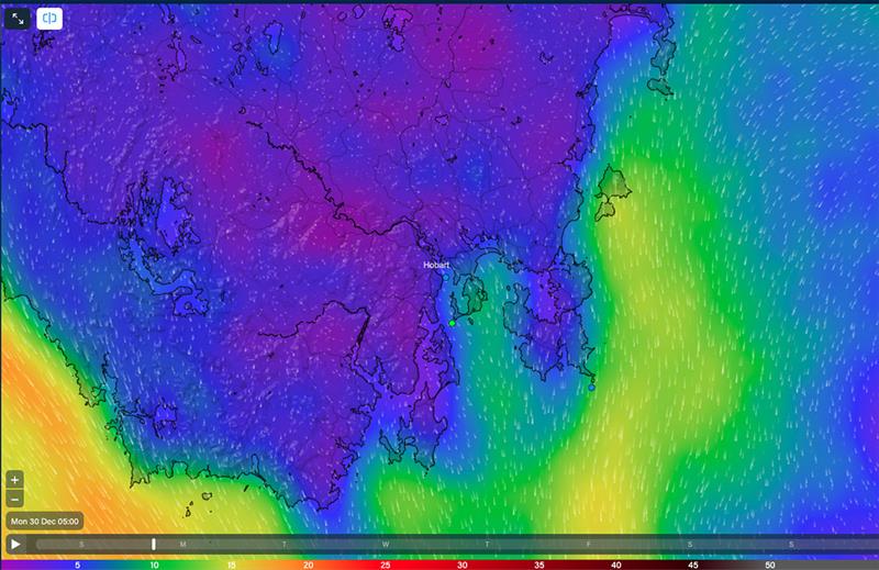 Monday 30 December 2024 0500hrs AEDT - photo © Predictwind.com