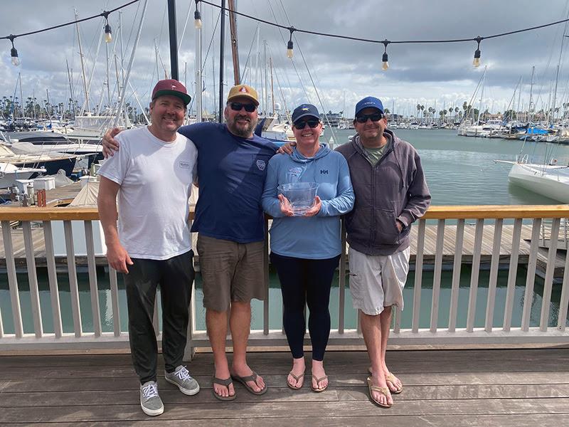 Greg Reynolds, Stephen Driscoll, Alli Bell and Eric Heim, 2nd Overall and winners of Class D on the Cal 40 Restless photo copyright San Diego Yacht Club taken at San Diego Yacht Club