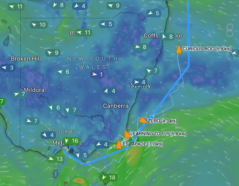 Wind Map 12 March 2pm AES - Melbourne Osaka Cup photo copyright Melbourne Osaka Cup  taken at Ocean Racing Club of Victoria