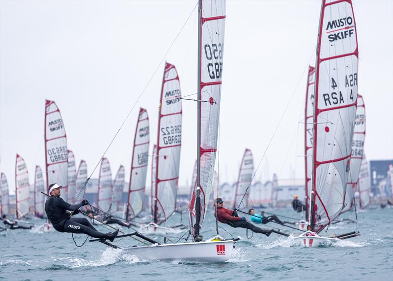 Racing on day 1 of the ACO 13th Musto Skiff 2024 Worlds at the WPNSA - photo © Michael Oliver