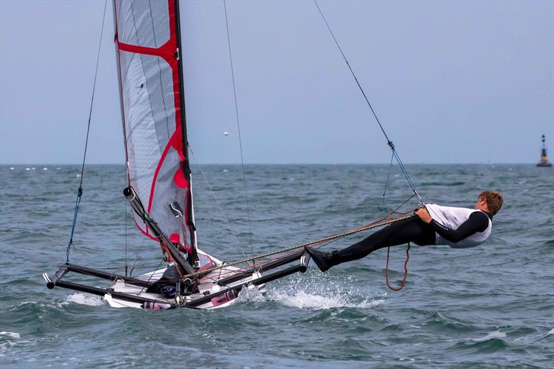 Sam Barker during the Musto Skiff UK Nationals photo copyright Tim Olin / www.olinphoto.co.uk taken at Filey Sailing Club and featuring the Musto Skiff class