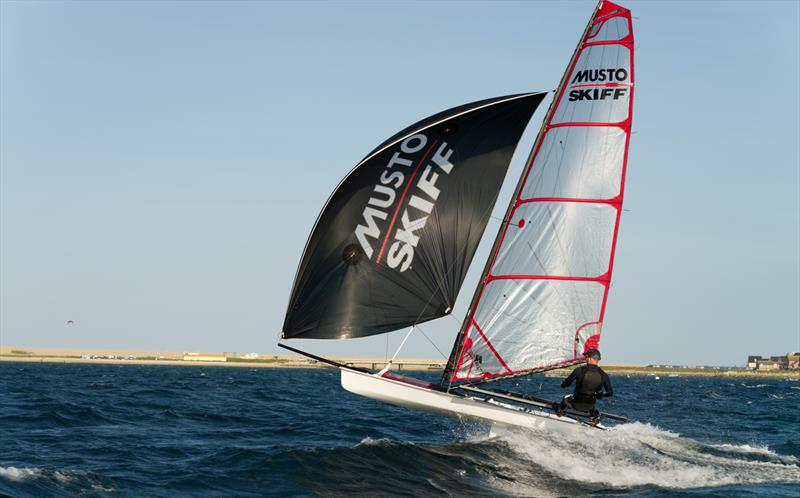 Latest square top mainsail for the Musto Skiff - photo © Richard Bowers