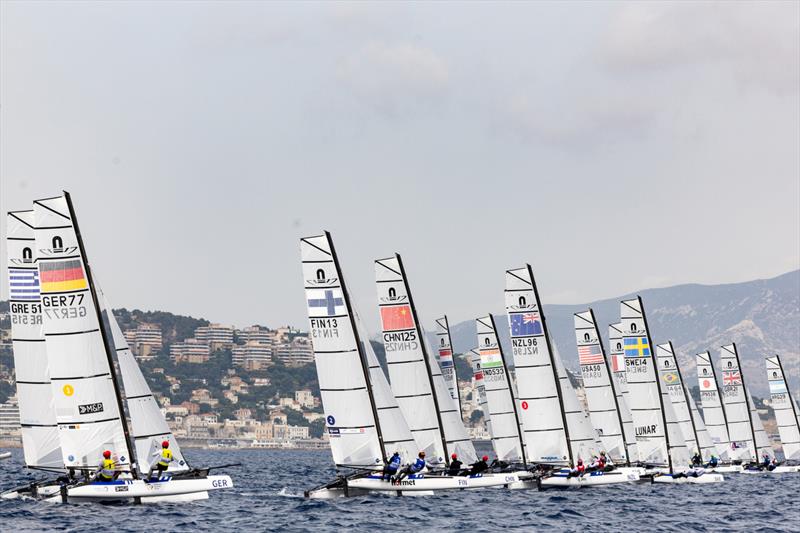 Micah Wilkinson/Erica Dawson (NZL) - Nacra 17 - Paris 2024 Olympic Sailing Test Event, Marseille, France. July 12, 2023 - photo © Sander van der Borch / World Sailing