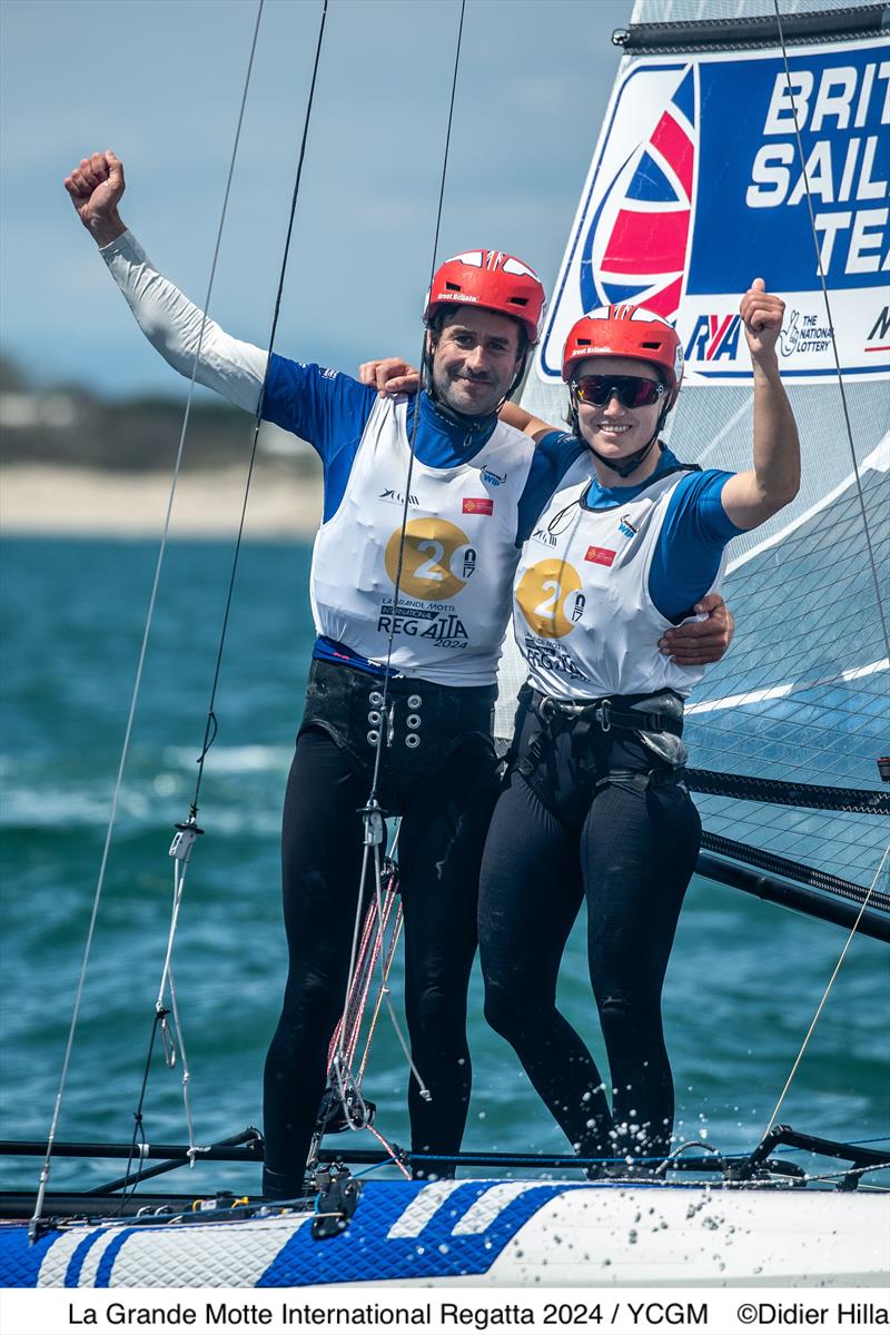 Great Britain's John Gimson and Anna Burnet finish 2nd in the 49er and 49erFX Europeans at La Grande Motte photo copyright YCGM / Didier Hillaire taken at Yacht Club de la Grande Motte and featuring the Nacra 17 class