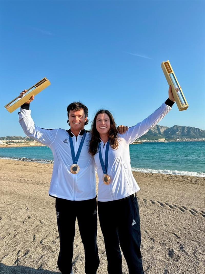 Micah Wilkinson and Erica Dawson - Bronze Medalists - Nacra 17 - Marseille - August 2024 photo copyright Goodbye.co.nz taken at Bay of Islands Yacht Club and featuring the Nacra 17 class