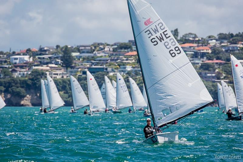 Lööf leads downwind - Symonite OK Dinghy Worlds, Day 3 - photo © Robert Deaves