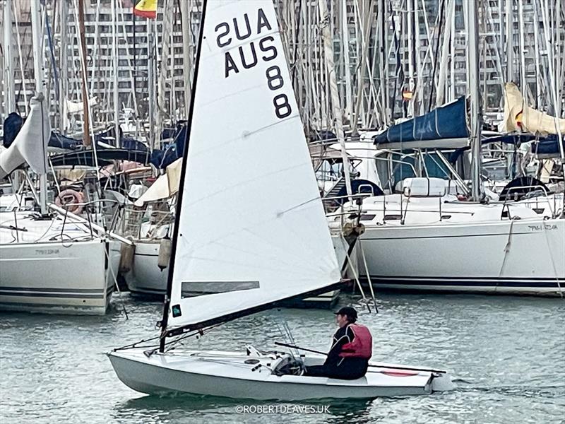 Mark Jackson heads out for practice race at the OK Dinghy Europeans - photo © Robert Deaves / www.robertdeaves.uk