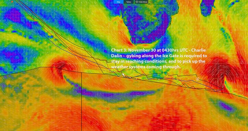 Chart 3 - November 30 - 0430hrs UTC - Plenty of gybes are required to stay close to the breeze and Ice Gat photo copyright Predictwind/Sail-World taken at Royal New Zealand Yacht Squadron and featuring the IMOCA class