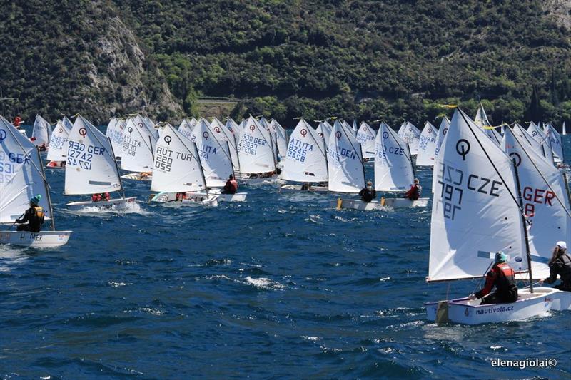 32nd Lake Garda Optimist Easter Regatta at World Youth Sailing Week photo copyright Elena Giolai taken at Fraglia Vela Riva and featuring the Optimist class