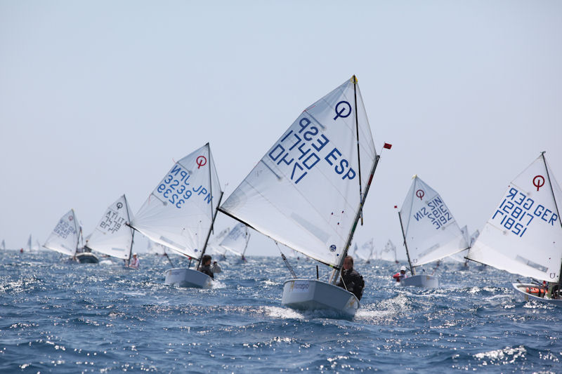 Optimist Europeans at Tavira, Portugal day 1 photo copyright Tavira Sailing taken at Clube Náutico de Tavira and featuring the Optimist class