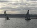 Steve Fleming in his IC chasing Andrew Potter in his Phantom during West Kirby Sailing Club Frostbite Series Day 1 © Liz Potter