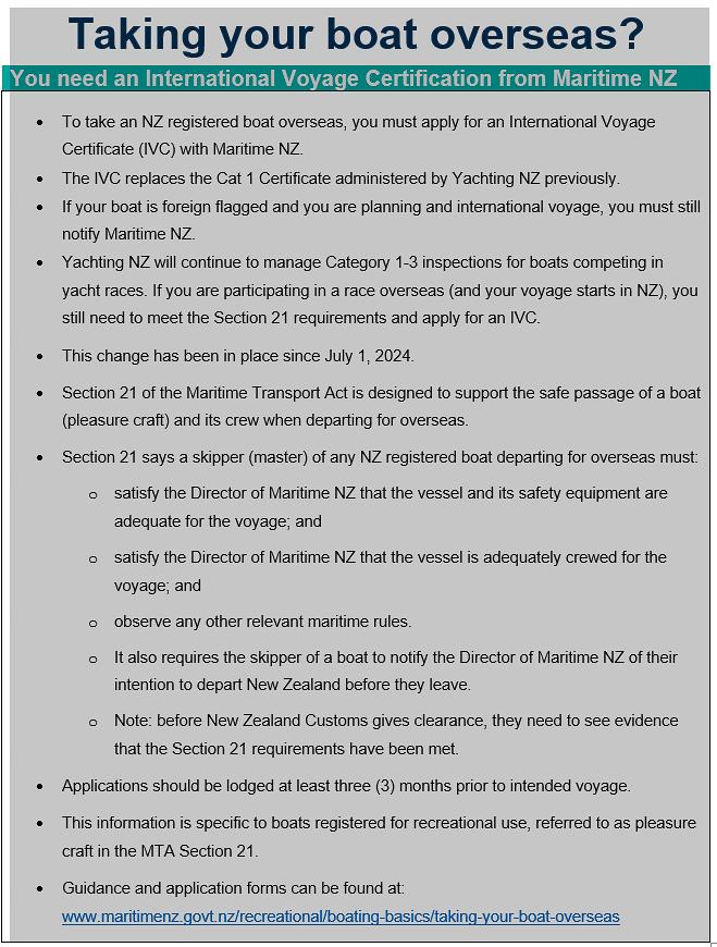 Maritime NZ International Voyage Certification - NZ registered vessels photo copyright Maritime  NZ taken at Royal New Zealand Yacht Squadron and featuring the PHRF class