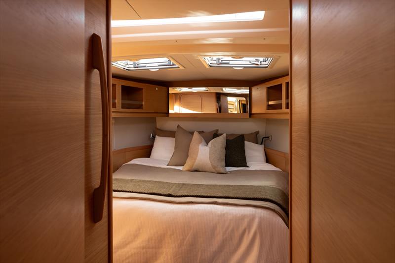 Zen's forward cabin, styled with Warwick's Weave Collection  - Zen - Dufour 520 Grand Large - Pocketspace Marine Styling Project  - photo © PocketSpace