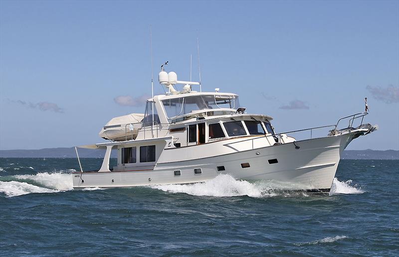 A Fleming 55 Motor Yacht glides along on Moreton Bay off Brisbane photo copyright John Curnow taken at  and featuring the Power boat class