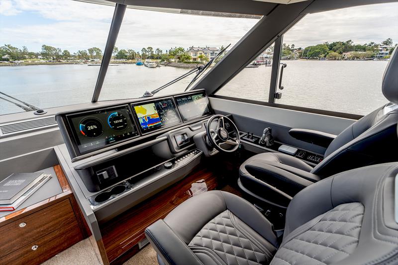 Maritimo M55, M60, and M600 Black Edition - Helm with three MFDs photo copyright Maritimo taken at  and featuring the Power boat class