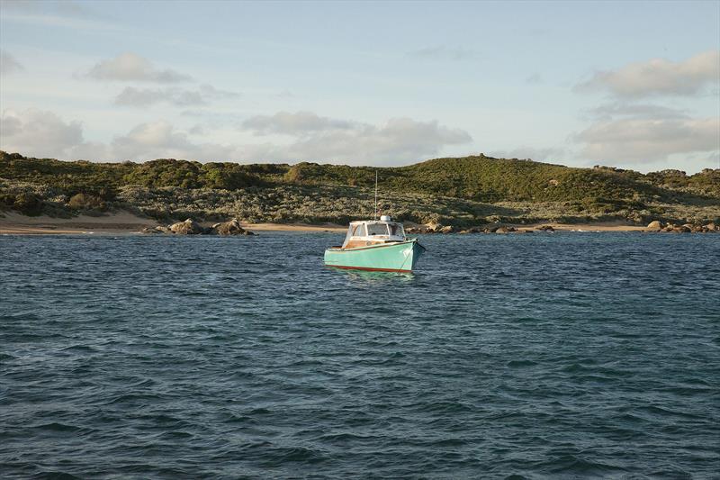 At anchor and enjoying the serenity photo copyright The Wooden Boatshop taken at Sorrento Sailing Couta Boat Club and featuring the Power boat class