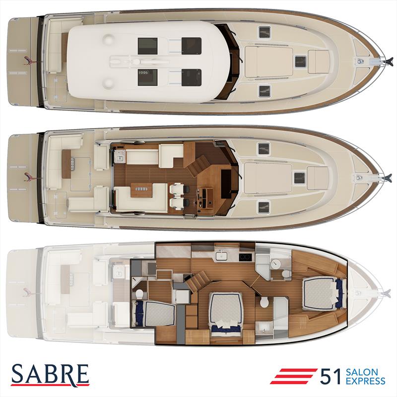 Midships Master on board the Sabre 51 Salon Express with the Utility/Thrid cabin aft that is accessed from the Pantry - photo © Sabre Yachts