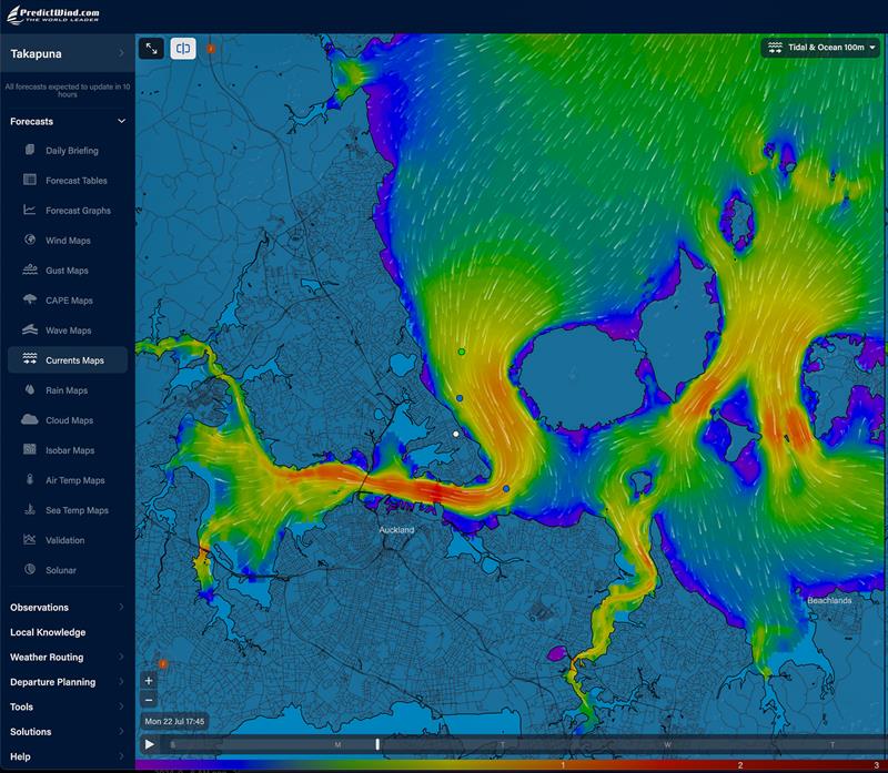 Peak flow - Waitemata Harbour - Hauraki Gulf - Predictwind current/tide forecast - July2024 photo copyright Predictwind taken at Royal New Zealand Yacht Squadron and featuring the  class