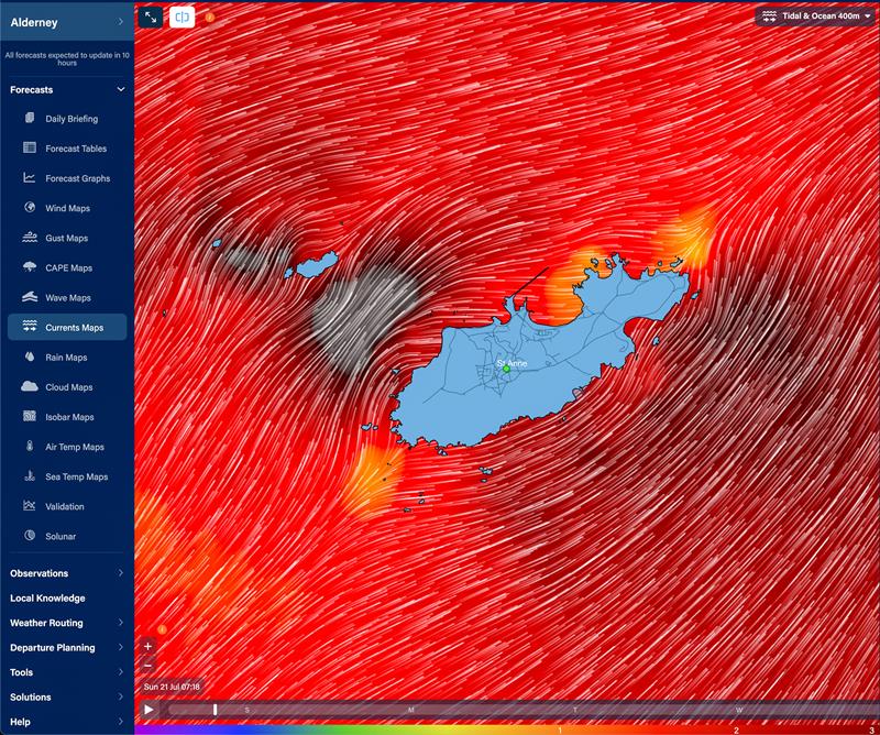 Peak flow - The Race - Alderney - Predictwind current/tide forecast - July2024 - photo © Predictwind