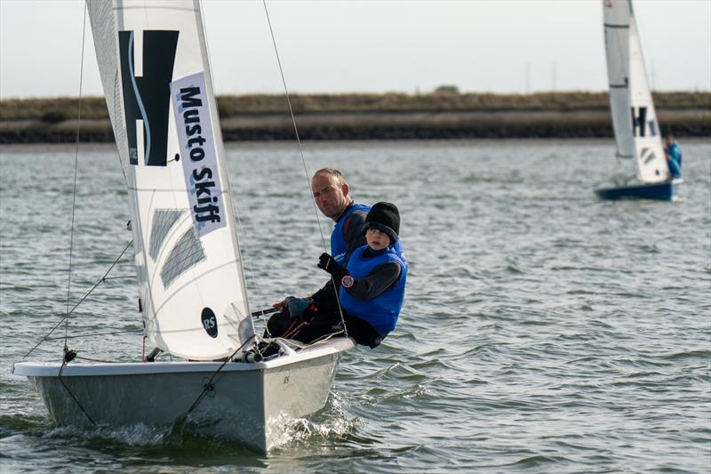 63rd Endeavour Trophy Day 2: Sam, and Benjamin Pascoe aged 8 (Musto Skiff) narrowly miss winning today's final race photo copyright Petru Balau Sports Photography / sports.hub47.com taken at Royal Corinthian Yacht Club, Burnham and featuring the RS200 class