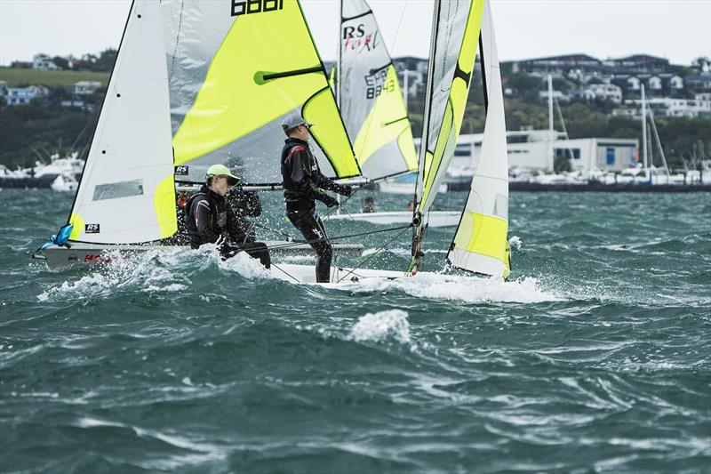 Day 1 - SailGP Inspire- RS Feva - Royal Akarana YC - Jan 17, 2025 photo copyright Justin Mitchell www.justinmitchell.co.nz - Instagram: @jl_mitchell_ taken at Royal Akarana Yacht Club and featuring the RS Feva class