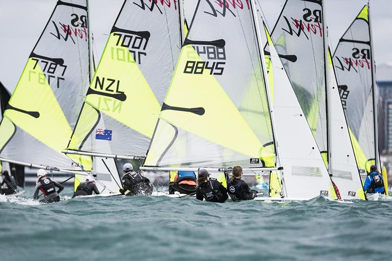 Day 1 - SailGP Inspire- RS Feva - Royal Akarana YC - Jan 17, 2025 photo copyright Justin Mitchell www.justinmitchell.co.nz - Instagram: @jl_mitchell_ taken at Royal Akarana Yacht Club and featuring the RS Feva class