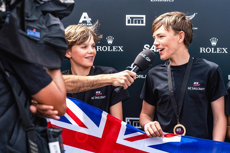 Day 4 - Winners on the main SailGP Stage - SailGP Inspire- RS Feva - Royal Akarana YC - Jan 19, 2025 photo copyright Justin Mitchell www.justinmitchell.co.nz - Instagram: @jl_mitchell_ taken at Royal Akarana Yacht Club and featuring the RS Feva class